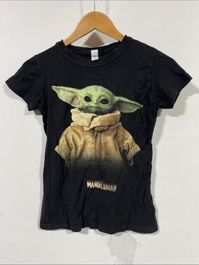Disney Black Short Sleeve Tee with Green Baby Yoda Graphic